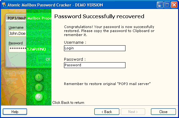 Atomic Mailbox Password Cracker Screenshot